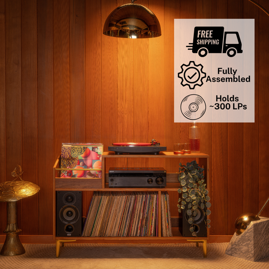 Walnut "Headliner" Vinyl Record Storage Cabinet