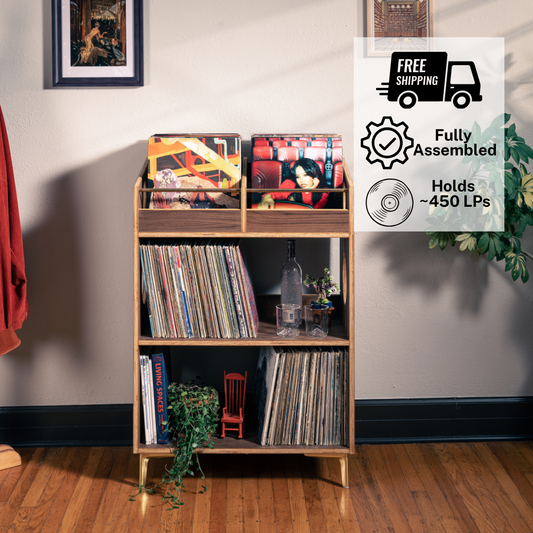 Walnut "Double Runout" Vinyl Record Storage Cabinet