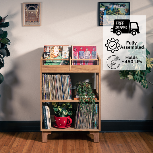 White Oak "Double Runout" Vinyl Record Storage Cabinet