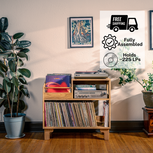 White Oak "A-Side" Vinyl Record Storage Cabinet