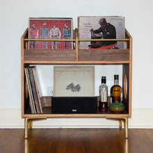 Load image into Gallery viewer, Walnut "Double Sidekick" Vinyl Record Storage Cabinet
