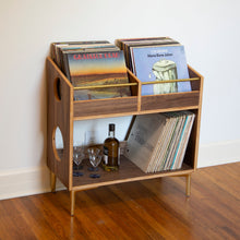 Load image into Gallery viewer, Walnut "Double Sidekick" Vinyl Record Storage Cabinet