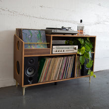 Load image into Gallery viewer, Walnut "Headliner" Vinyl Record Storage Cabinet