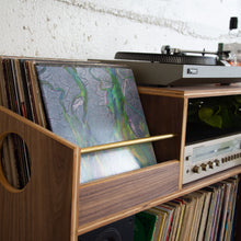 Load image into Gallery viewer, Walnut "Headliner" Vinyl Record Storage Cabinet