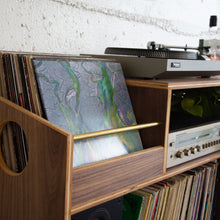 Load image into Gallery viewer, Walnut "Headliner" Vinyl Record Storage Cabinet