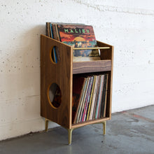 Load image into Gallery viewer, Walnut "Sidekick" Vinyl Record Storage Cabinet