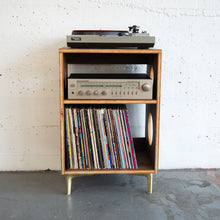 Load image into Gallery viewer, Wooden walnut vinyl record cabinet