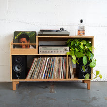 Load image into Gallery viewer, White Oak "Headliner" Vinyl Record Storage Cabinet