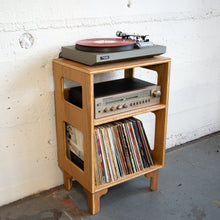 Load image into Gallery viewer, White Oak "Encore" Vinyl Record Turntable Cabinet