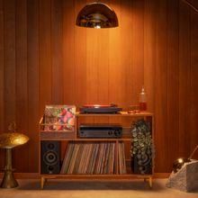 Load image into Gallery viewer, Walnut "Headliner" Vinyl Record Storage Cabinet