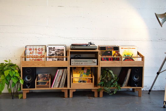 White oak wooden vinyl record cabinets
