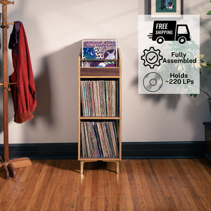 Walnut "Runout" Vinyl Record Storage Cabinet