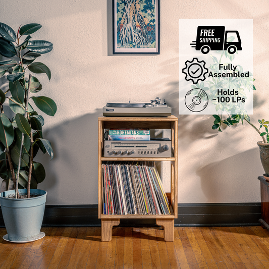 White Oak "Encore" Vinyl Record Turntable Cabinet