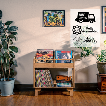 White Oak "Double Sidekick" Vinyl Record Storage Cabinet