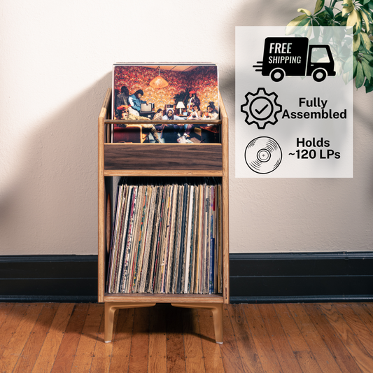 Walnut "Sidekick" Vinyl Record Storage Cabinet