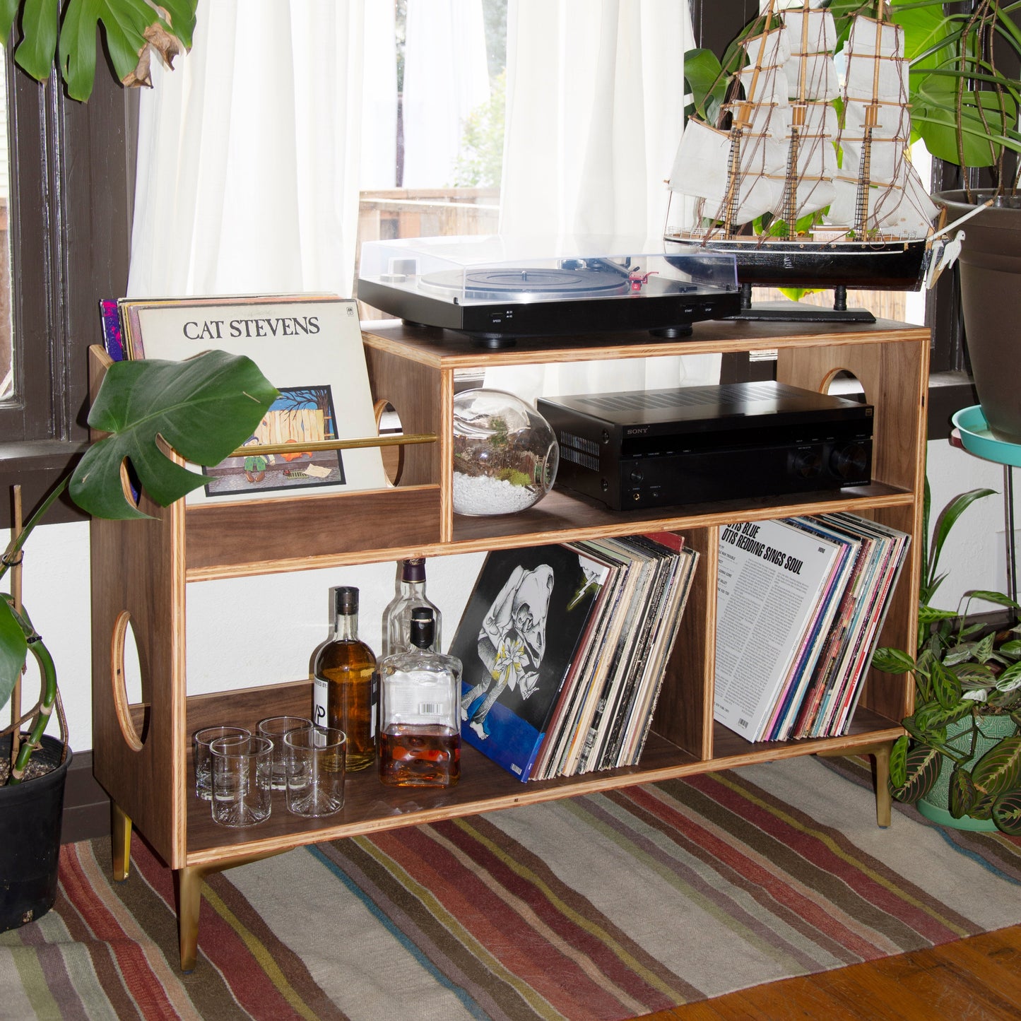 Walnut "Headliner" Vinyl Record Storage Cabinet