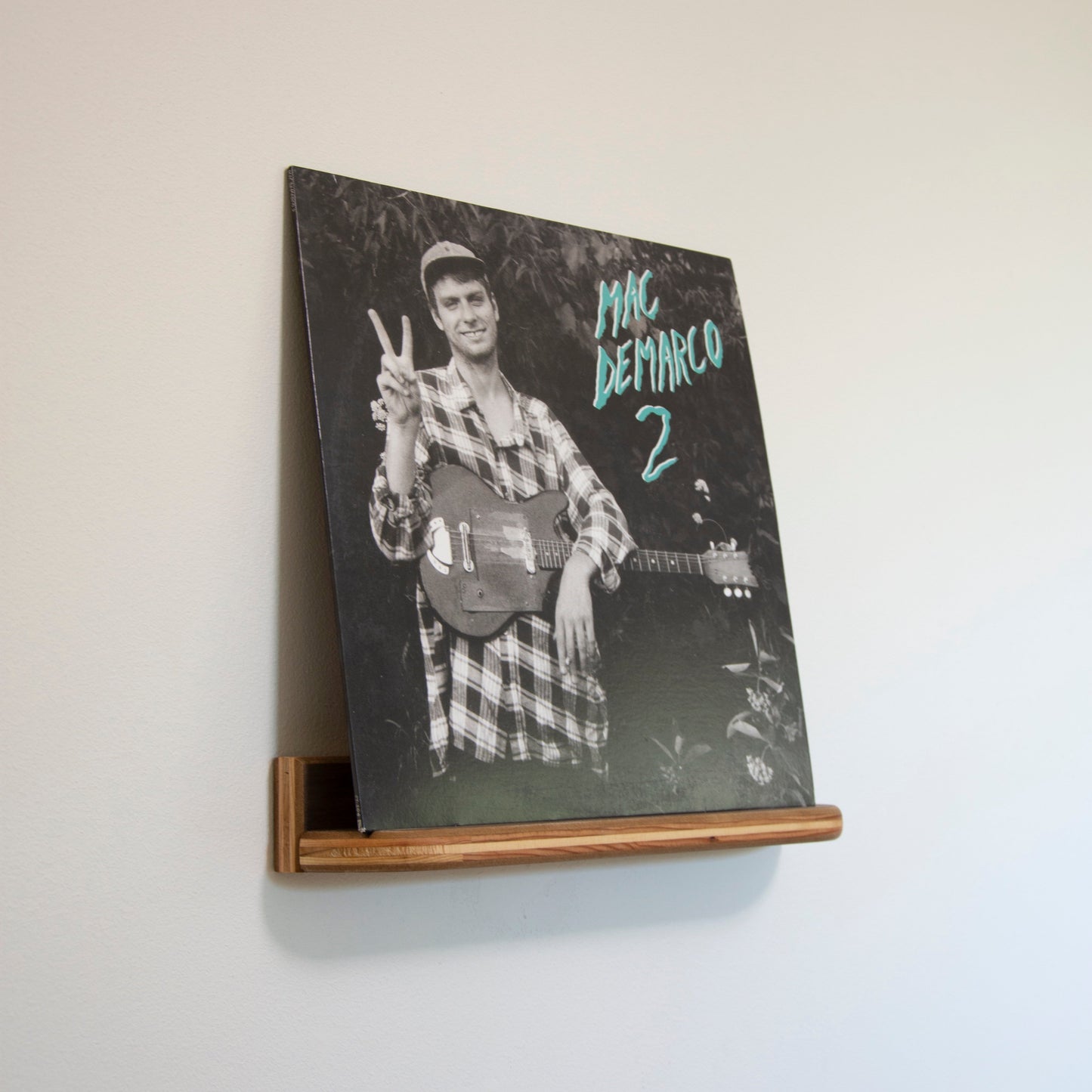 Floating Walnut Vinyl Record Display Shelf