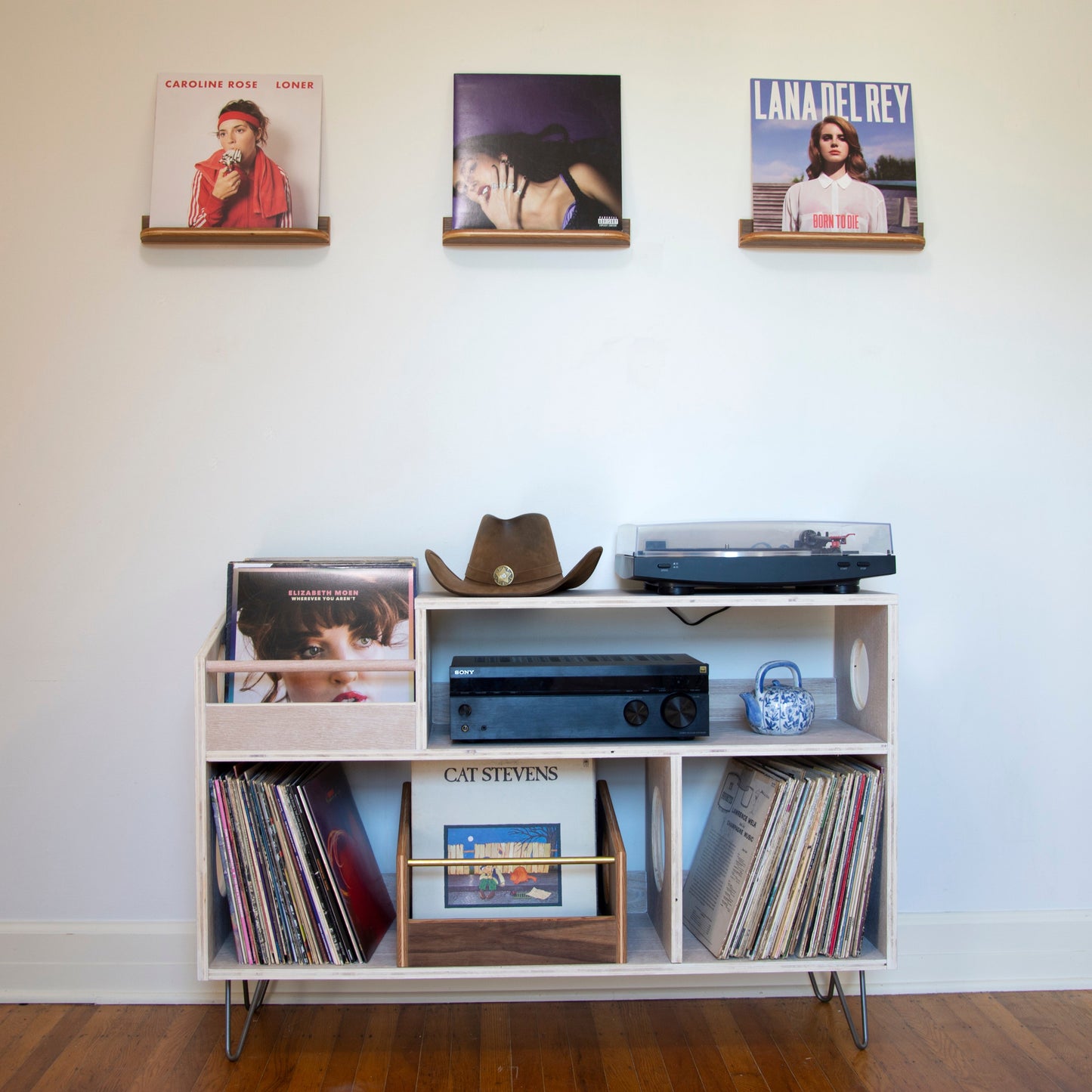 Floating Walnut Vinyl Record Display Shelf