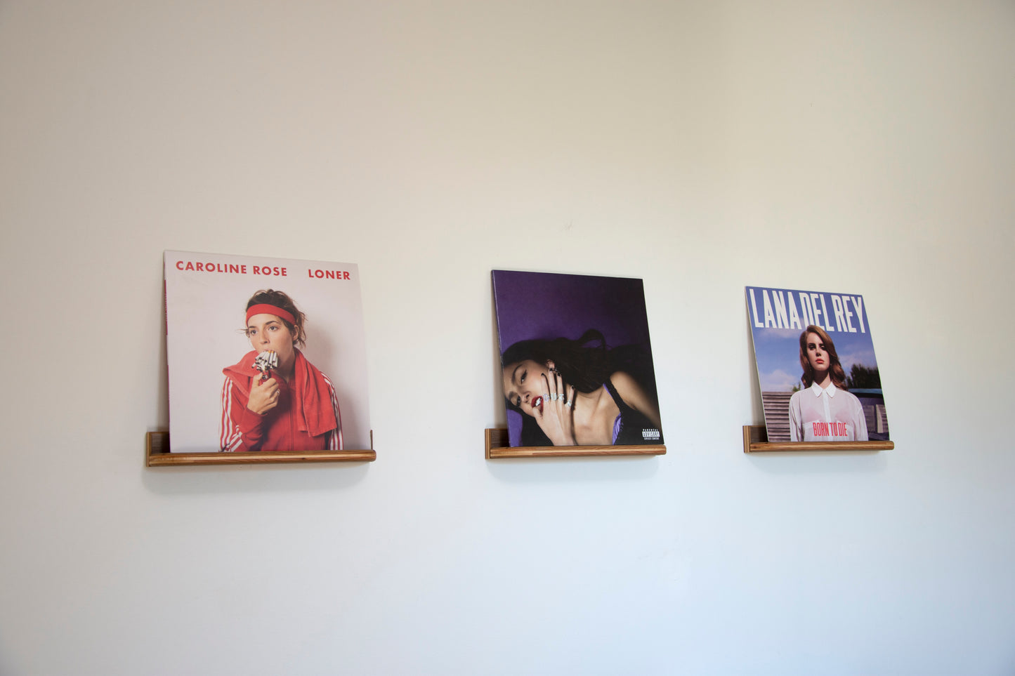 Floating Walnut Vinyl Record Display Shelf
