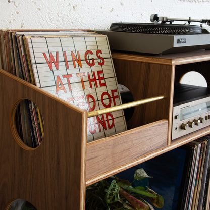 Wooden walnut vinyl record cabinet