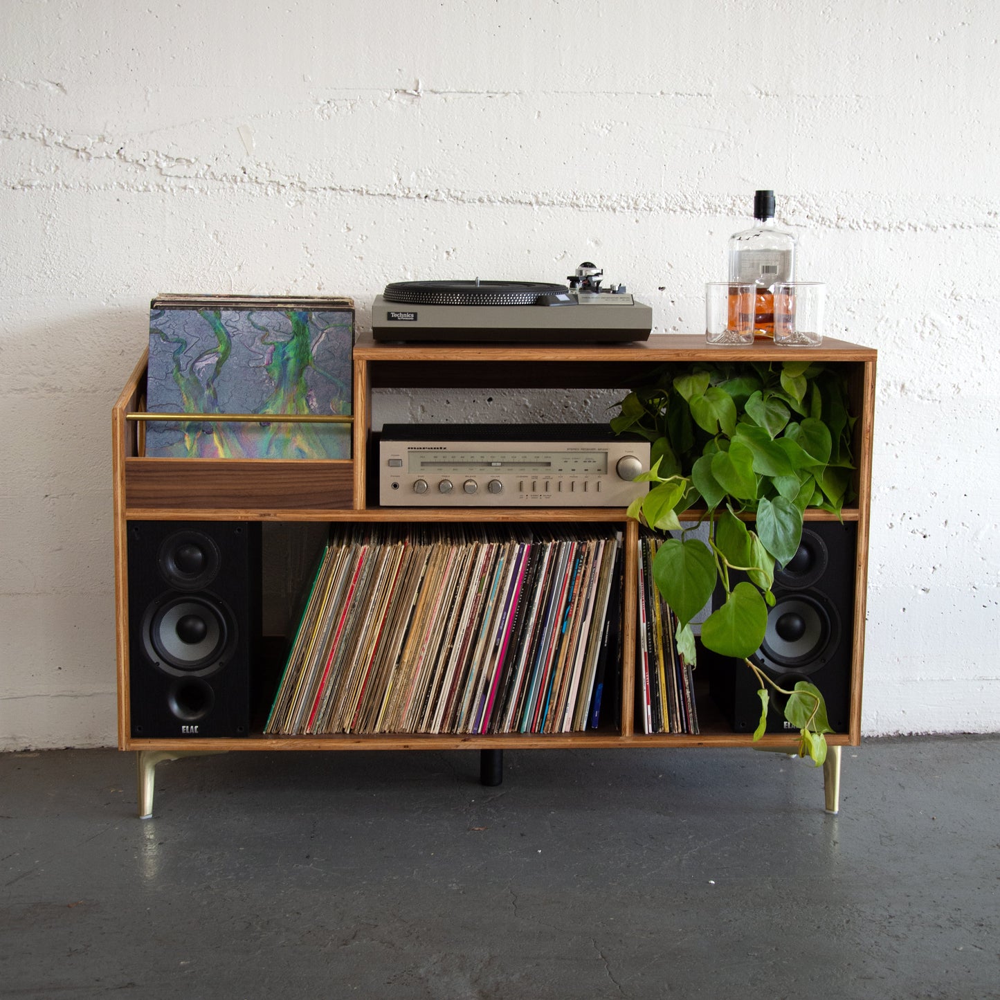 Walnut "Headliner" Vinyl Record Storage Cabinet
