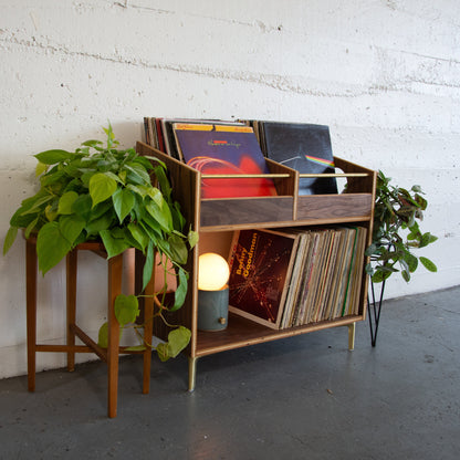 Walnut "Double Sidekick" Vinyl Record Storage Cabinet