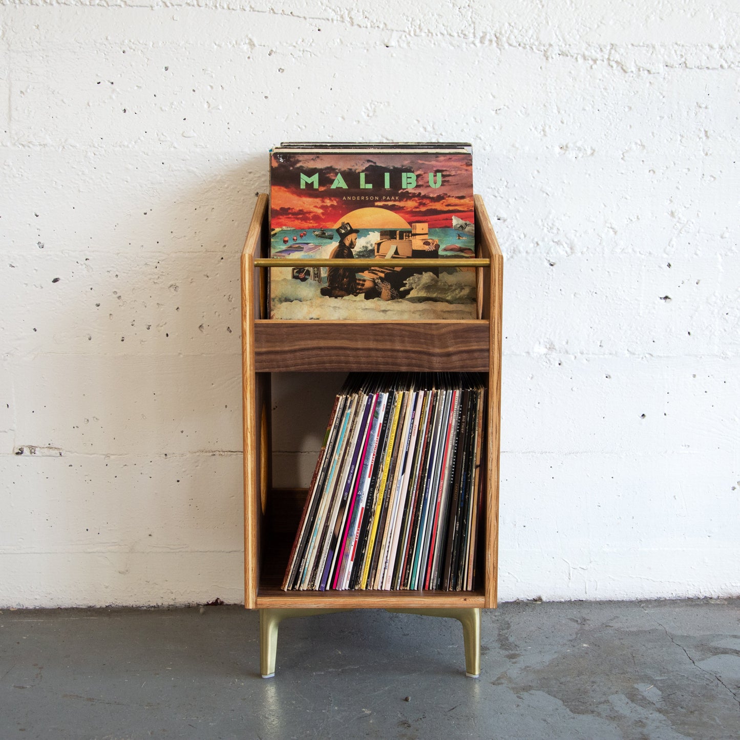 Walnut "Sidekick" Vinyl Record Storage Cabinet