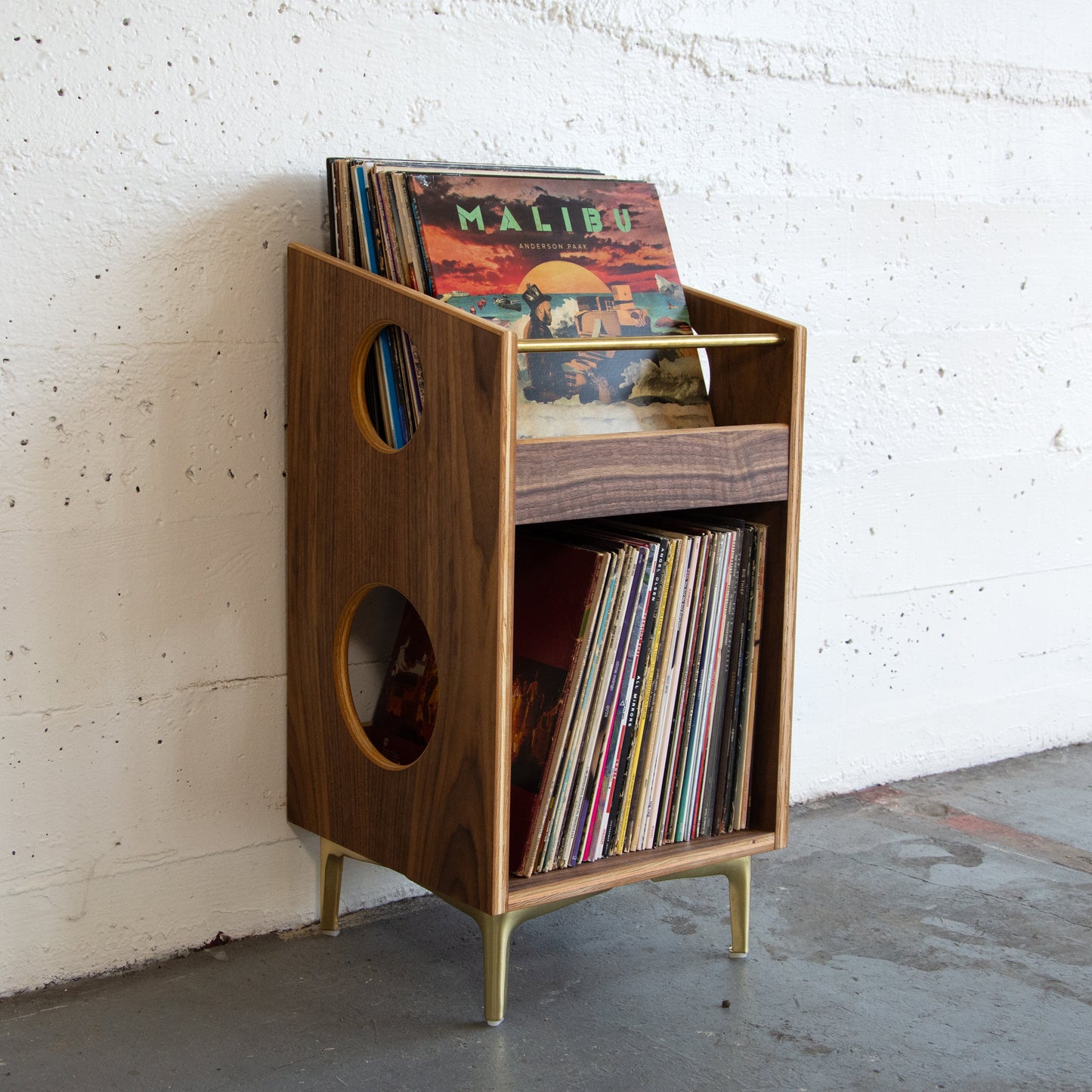Walnut "Sidekick" Vinyl Record Storage Cabinet
