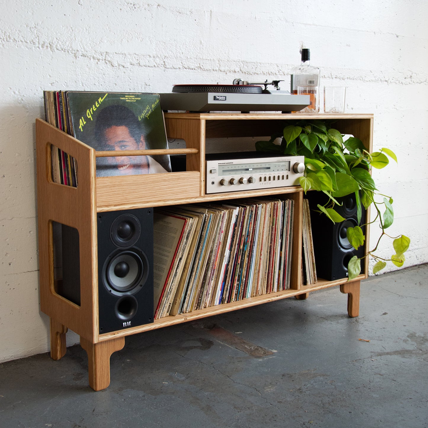 White Oak "Headliner" Vinyl Record Storage Cabinet