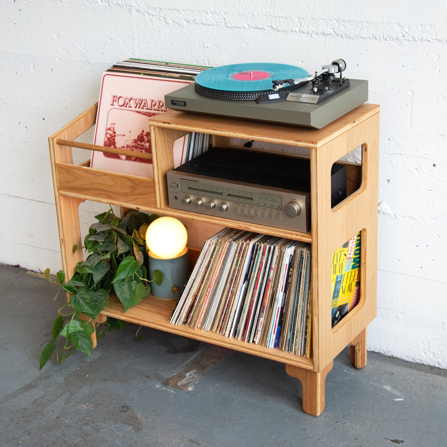 White Oak "A-Side" Vinyl Record Storage Cabinet