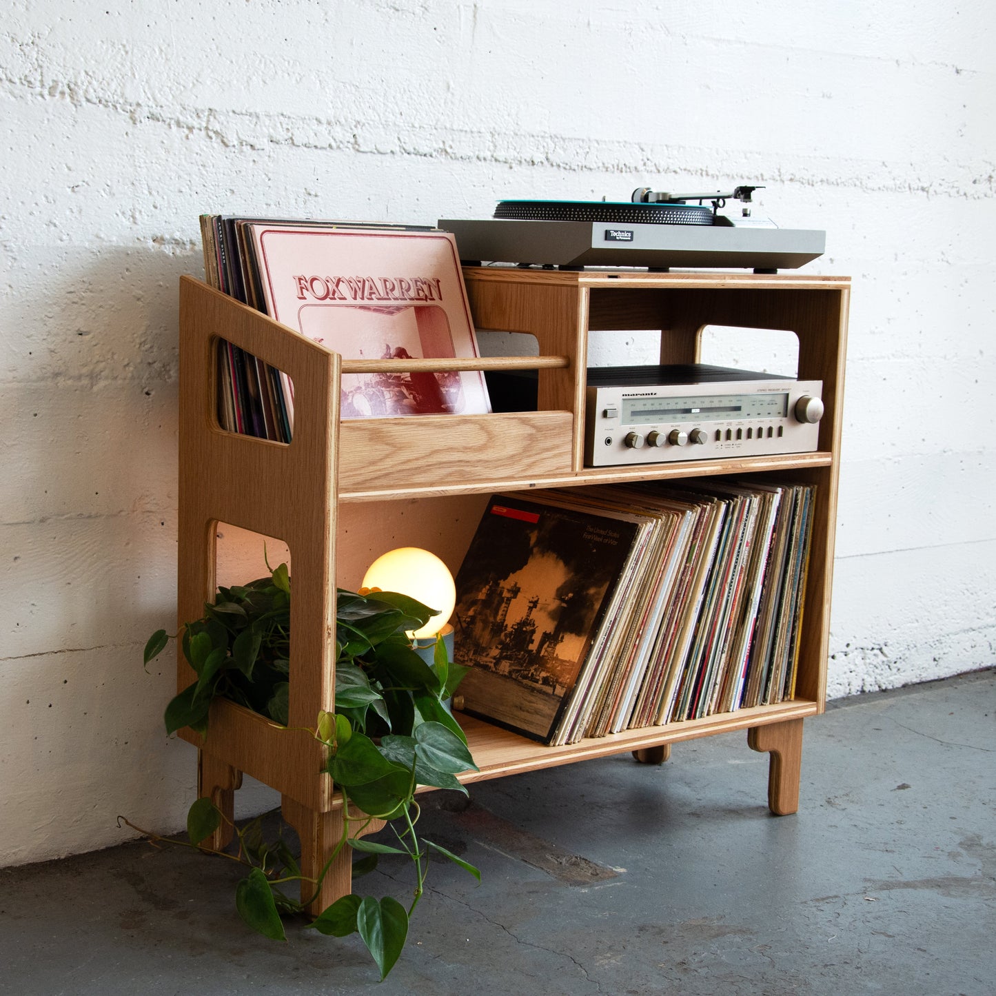 White Oak "A-Side" Vinyl Record Storage Cabinet