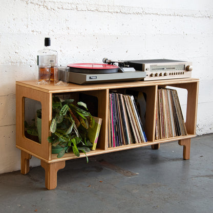 White Oak "B-Side" Vinyl Record Console