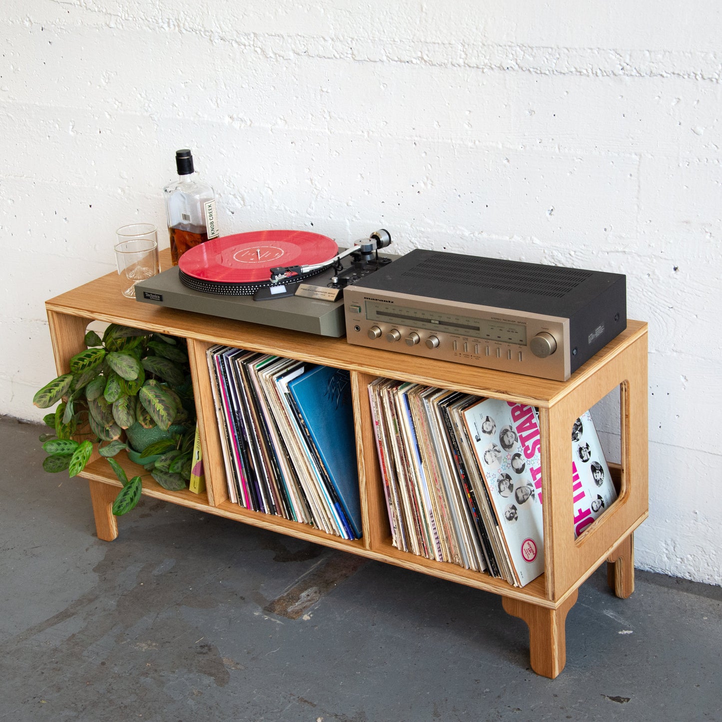 White Oak "B-Side" Vinyl Record Console