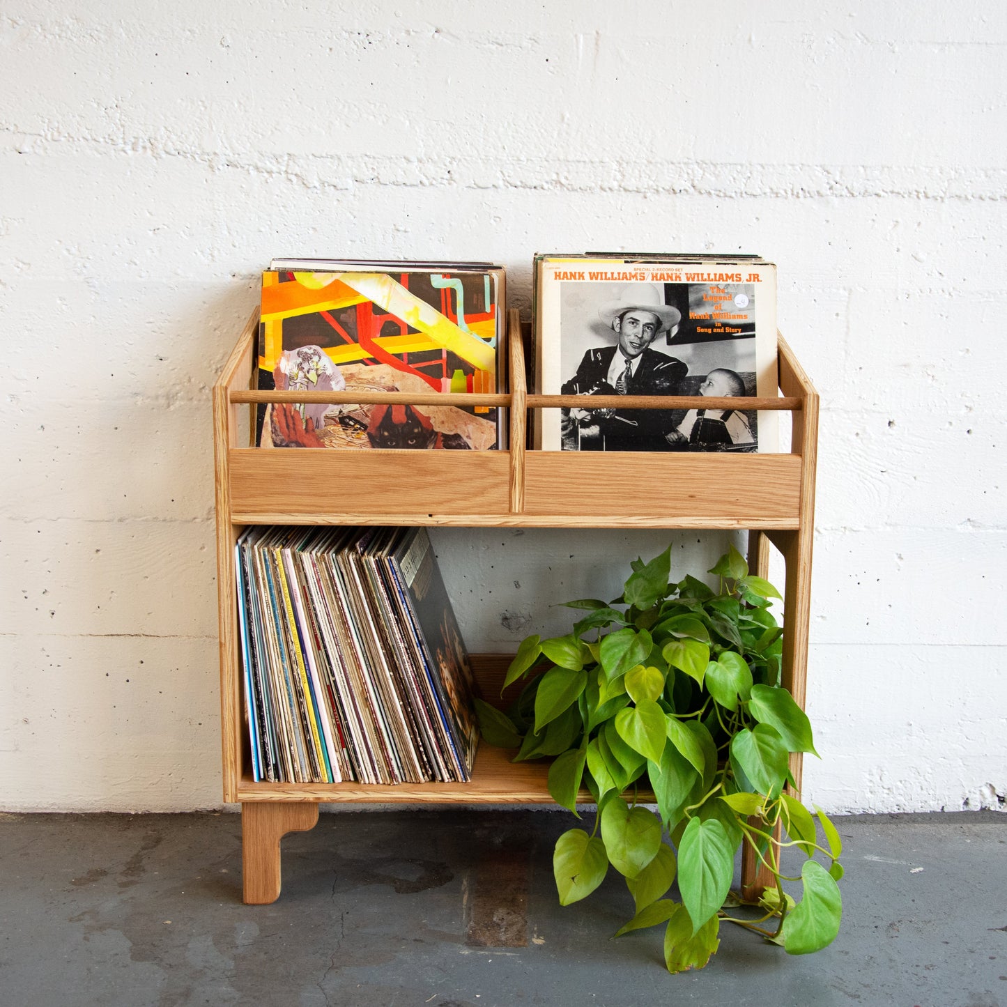 White Oak "Double Sidekick" Vinyl Record Storage Cabinet