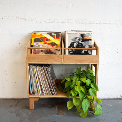 White Oak "Double Sidekick" Vinyl Record Storage Cabinet