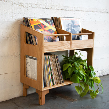 White Oak "Double Sidekick" Vinyl Record Storage Cabinet