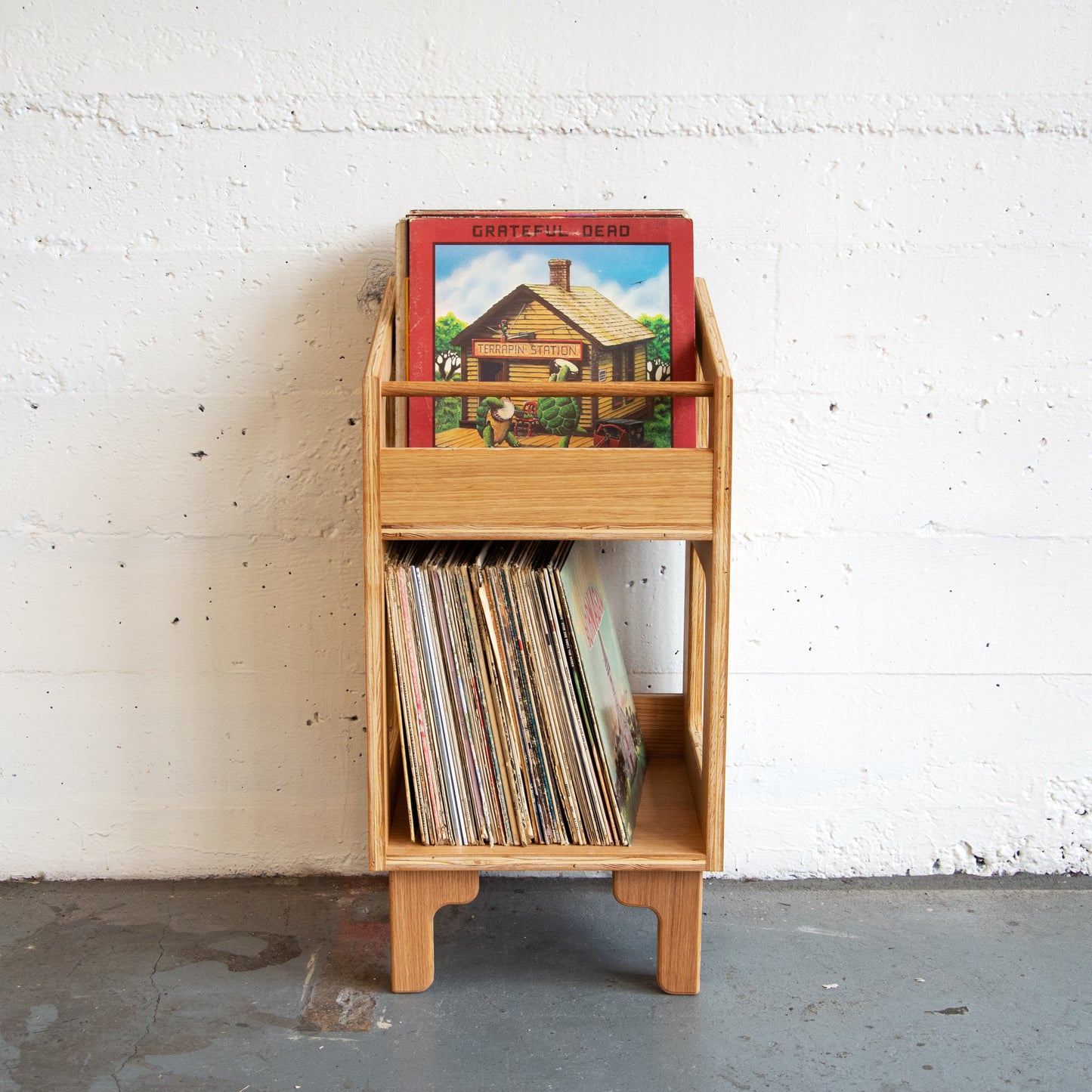 White Oak "Sidekick" Vinyl Record Storage Cabinet