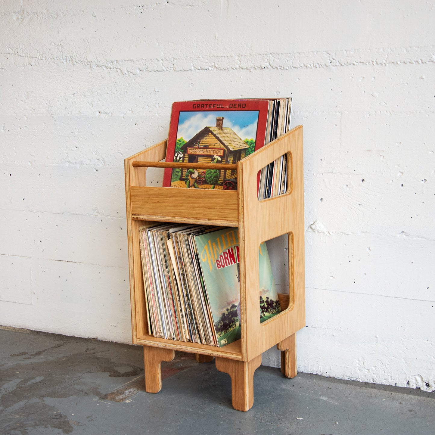 White Oak "Sidekick" Vinyl Record Storage Cabinet
