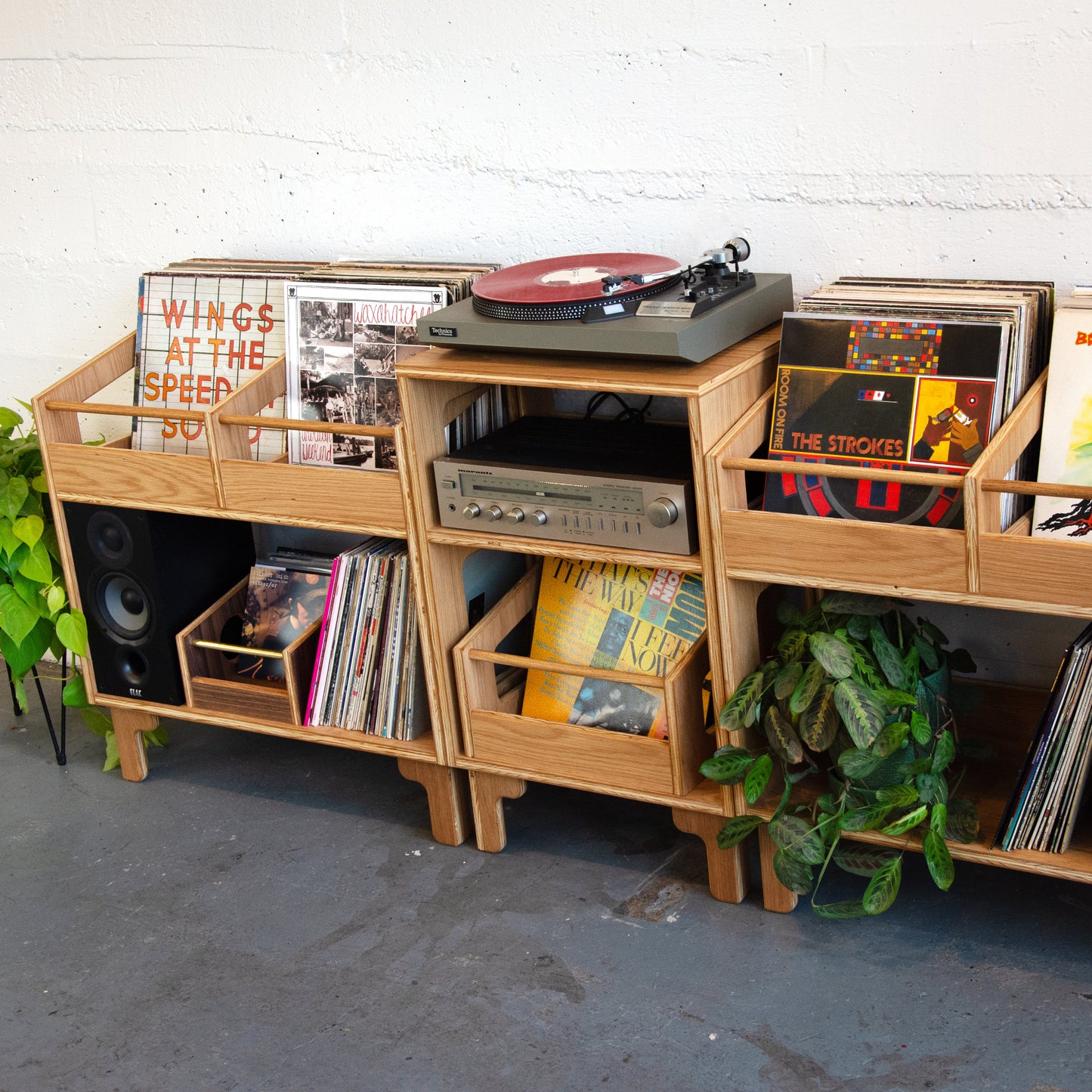 White Oak "Encore" Vinyl Record Turntable Cabinet