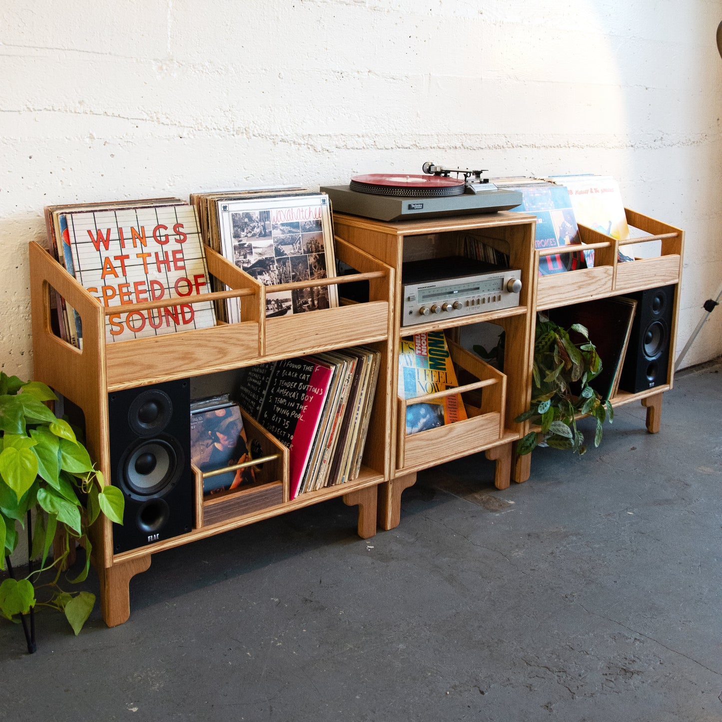 White Oak "Encore" Vinyl Record Turntable Cabinet
