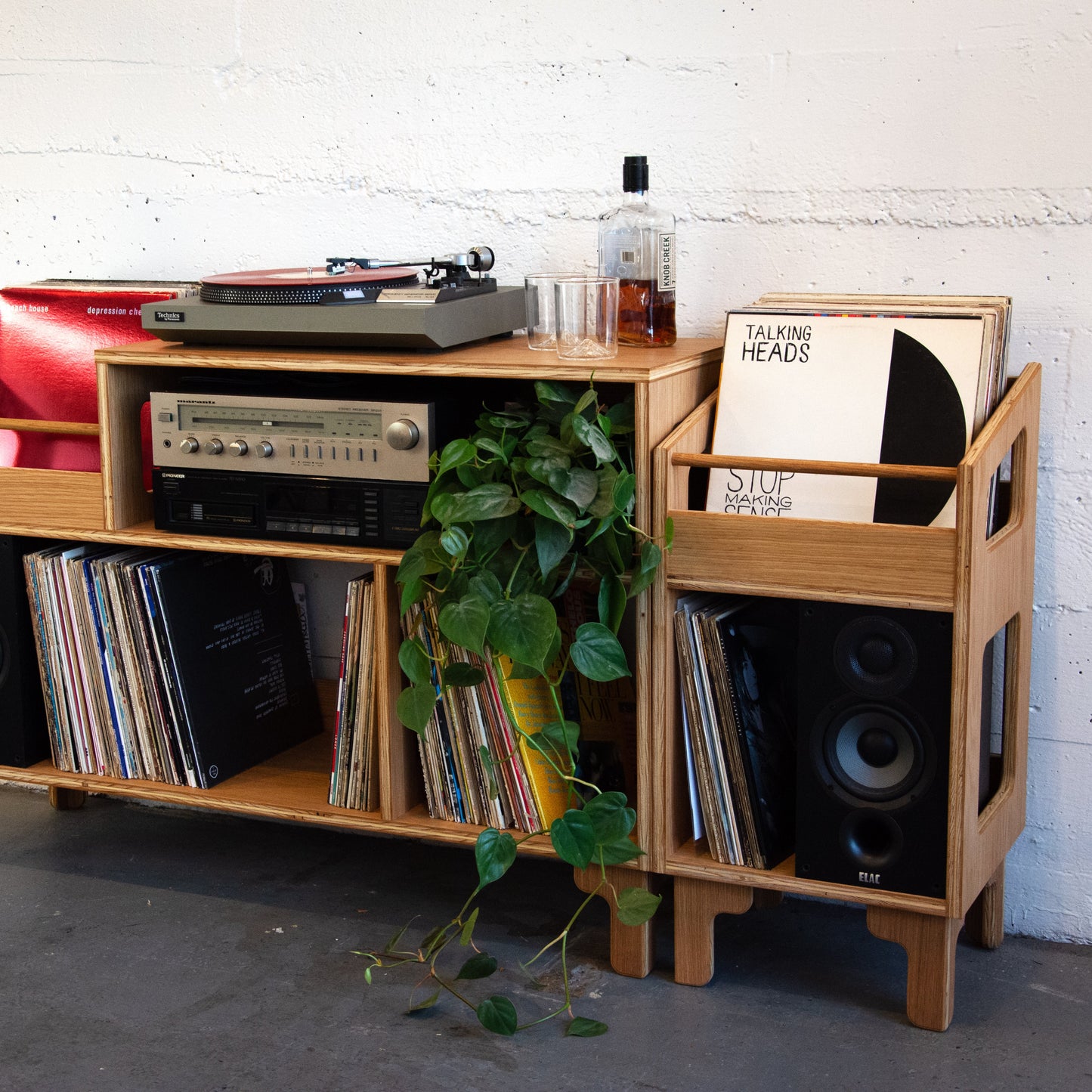 White Oak "Sidekick" Vinyl Record Storage Cabinet