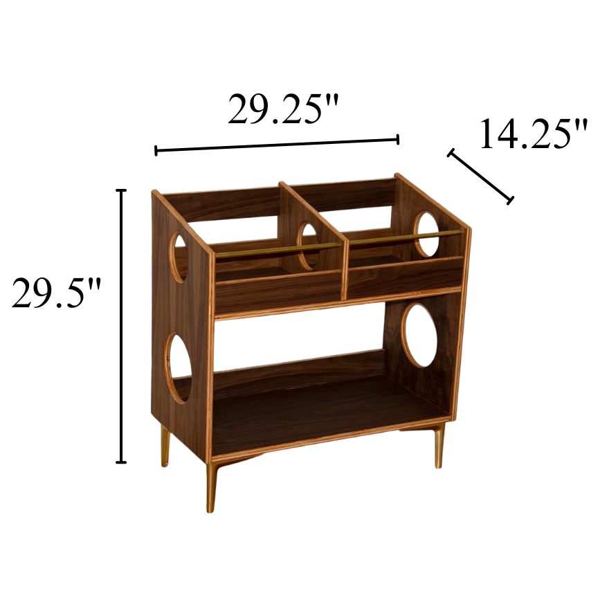 Walnut "Double Sidekick" Vinyl Record Storage Cabinet