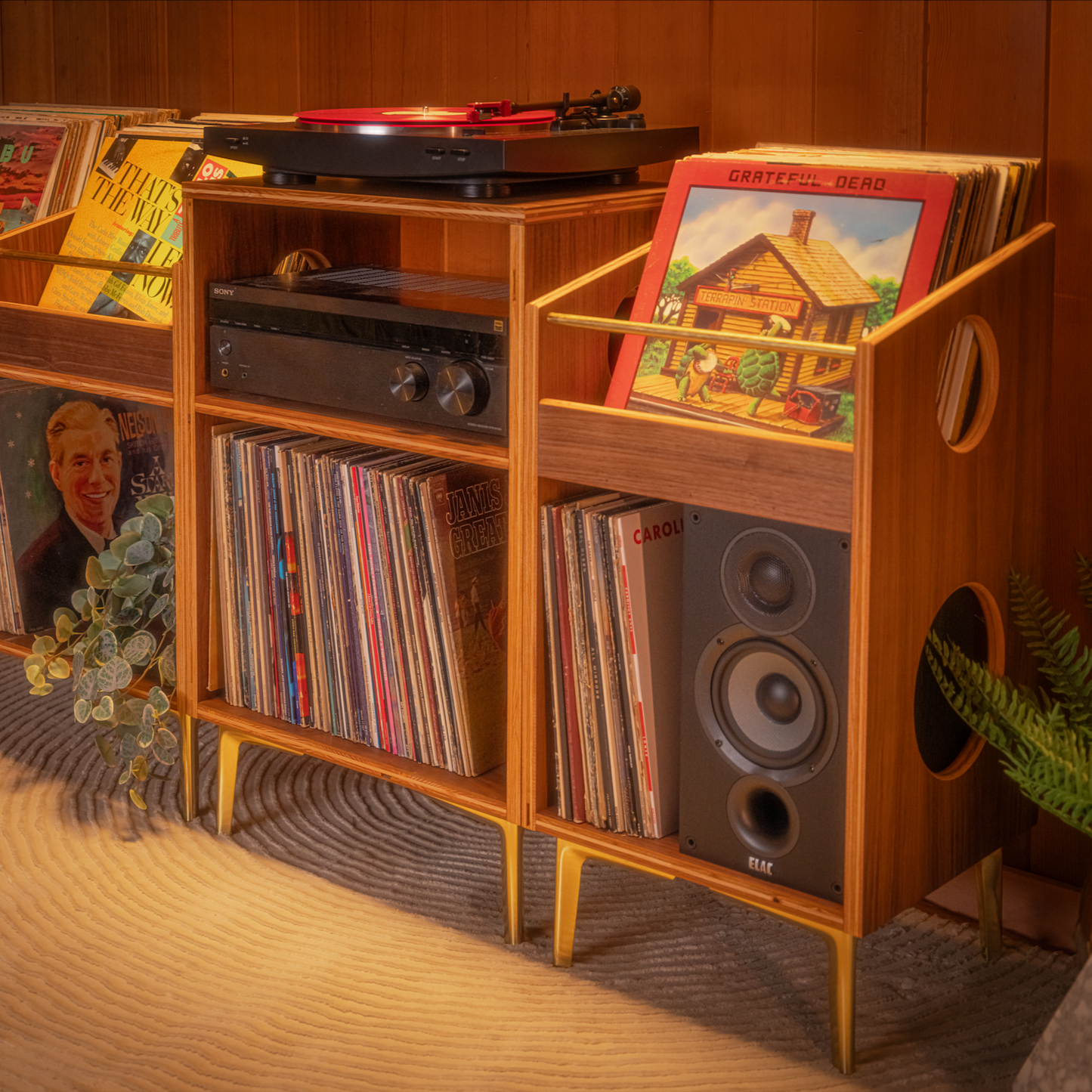 Walnut  "Encore" Vinyl Record Turntable Cabinet