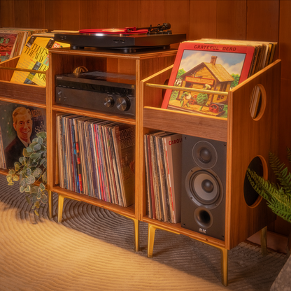 Walnut  "Encore" Vinyl Record Turntable Cabinet