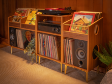 Load image into Gallery viewer, &quot;The Sidekick&quot; Walnut Vinyl Record Storage Cabinet
