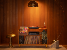 Load image into Gallery viewer, &quot;The Headliner&quot; Walnut Vinyl Record Storage Cabinet
