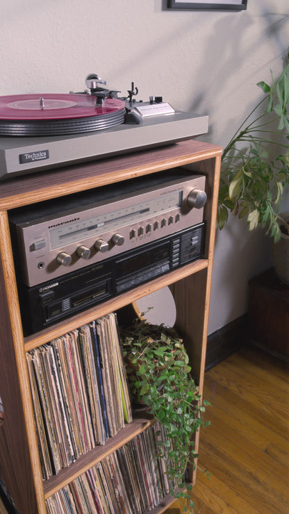 Walnut "Setlist" Vinyl Record Turntable Cabinet