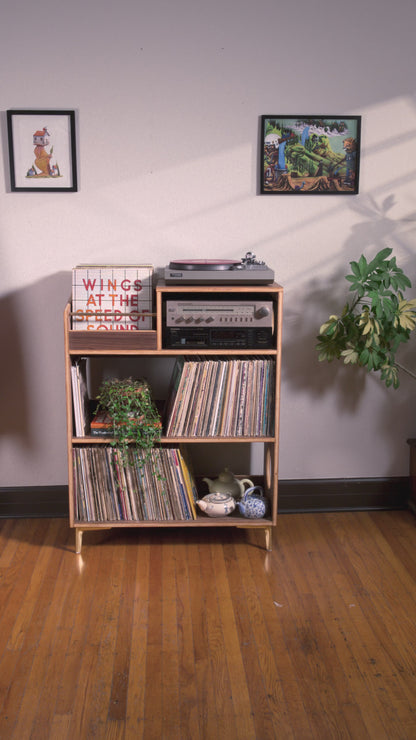 Walnut "Spotlight" Vinyl Record Storage Cabinet