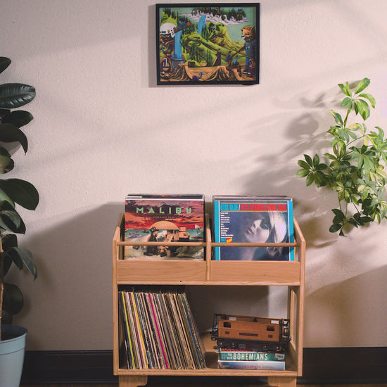 White oak vinyl storage for records
