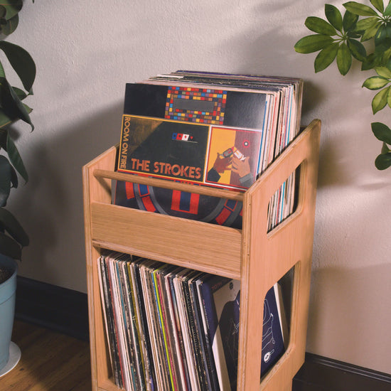 White oak record storage furniture